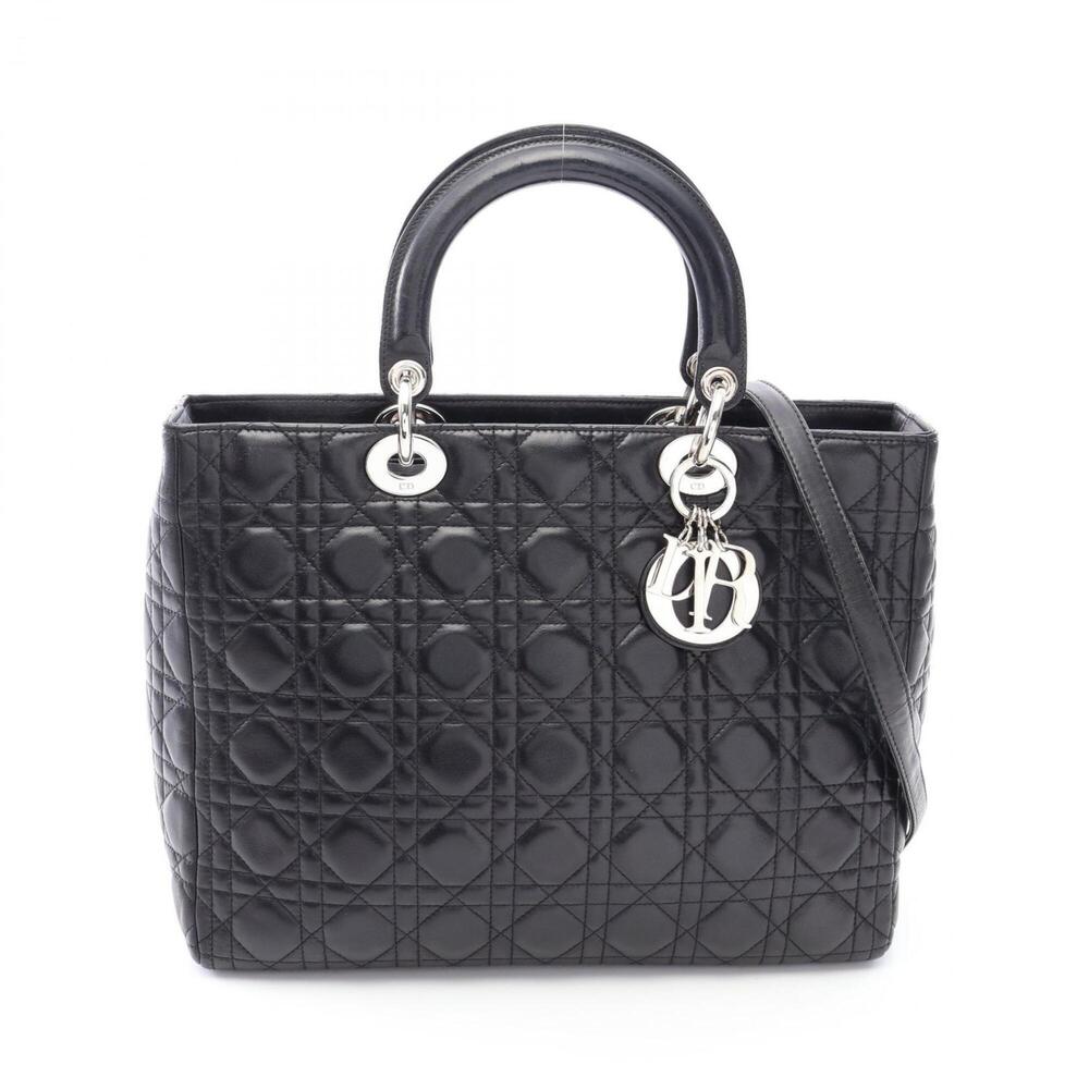 Christian Dior Dior LADY DIOR Large Cannage 2-Way Handbag, Leather, Women's, ...